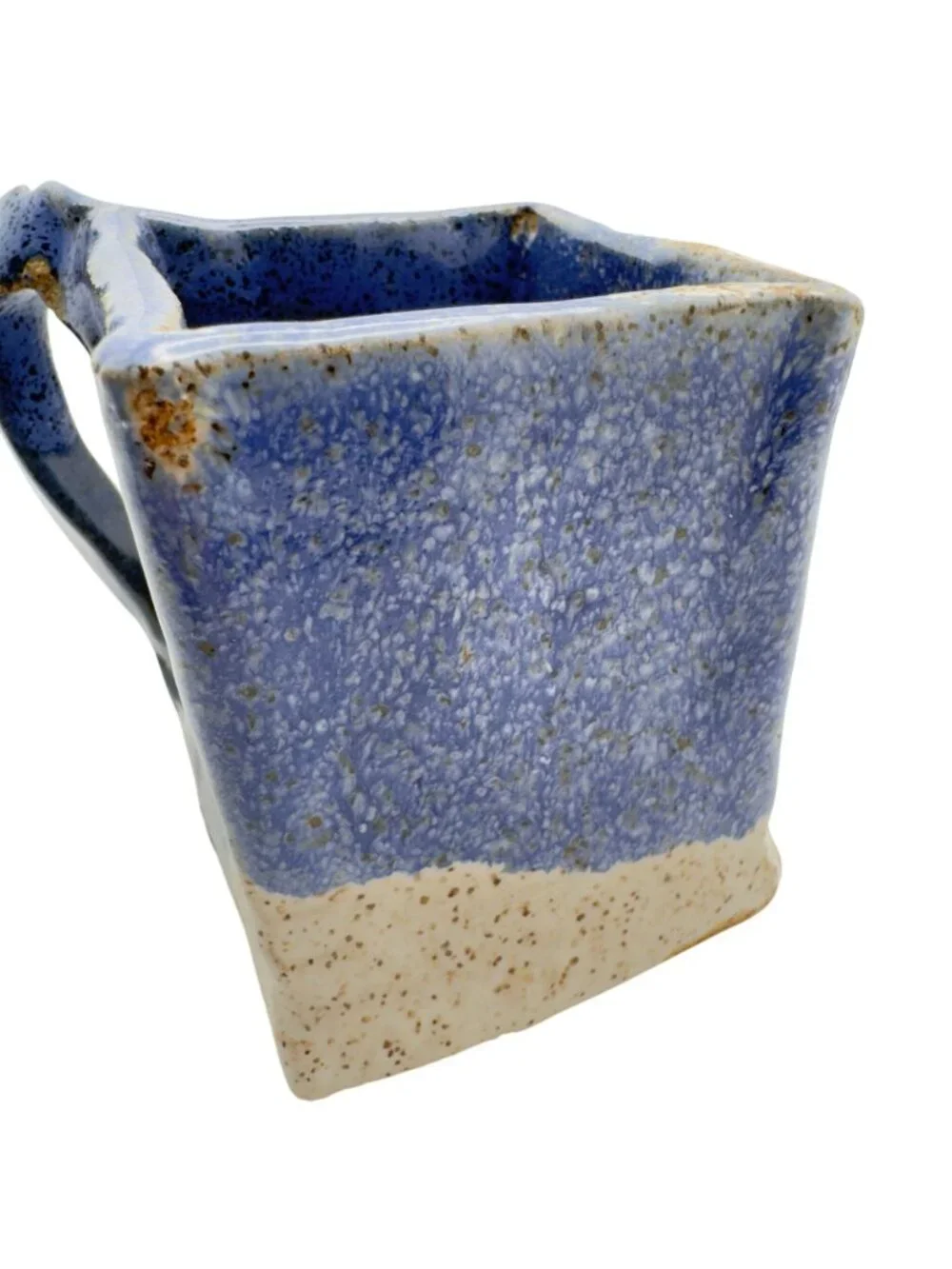 Studio-Made Blue White Pottery Creamer Sugar Ceramic Handcrafted Glaze Signed 3